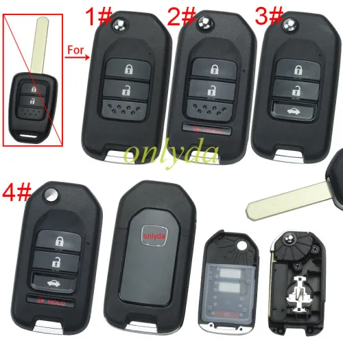 For Honda  modified remote key shell with badge , pls choose button