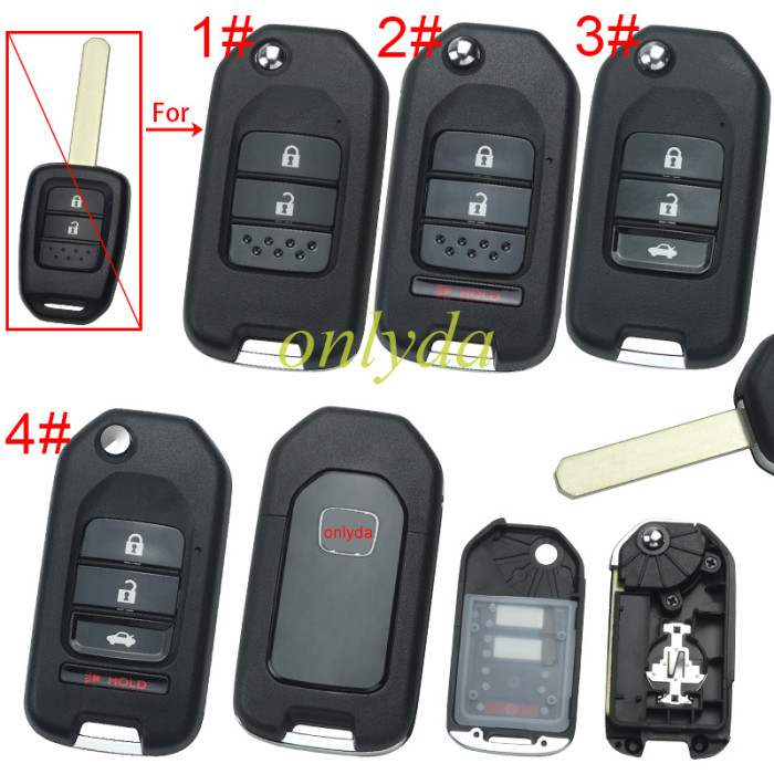 For Honda  modified remote key shell with badge , pls choose button