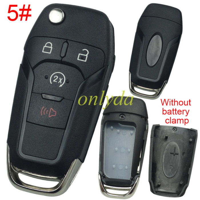 For Ford  modified  remote key shell with Hu101 blade  wihtout battery clamp with badge , pls choose button
