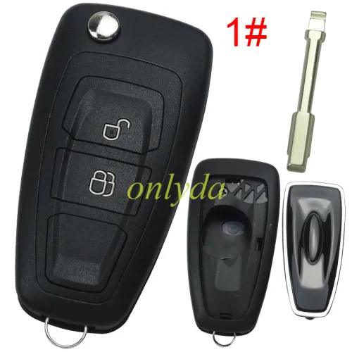 For Ford Mondeo flip  remote key blank （black)，pls choose button