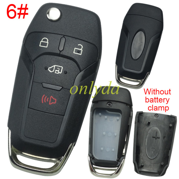 For Ford  modified  remote key shell with Hu101 blade  wihtout battery clamp with badge , pls choose button