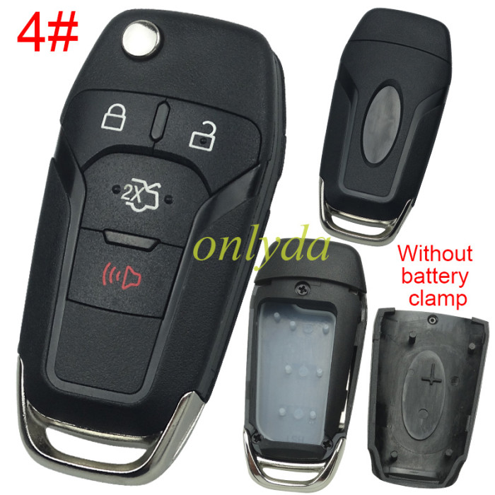 For Ford  modified  remote key shell with Hu101 blade  wihtout battery clamp with badge , pls choose button