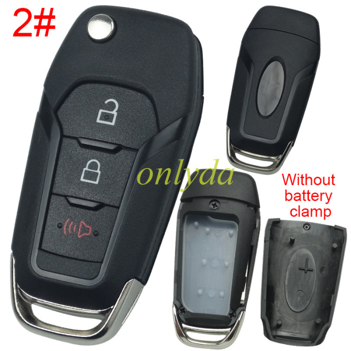For Ford  modified  remote key shell with Hu101 blade  wihtout battery clamp with badge , pls choose button