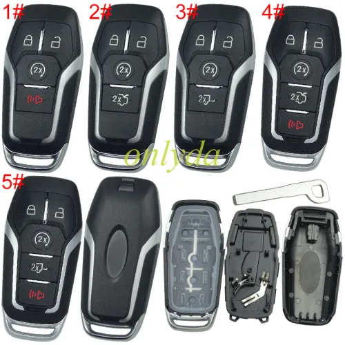 For Ford  remote key shell with key blade with badge， pls choose button