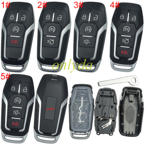 For Ford  Mustang  remote key shell with key blade with Mustang Badge， pls choose button
