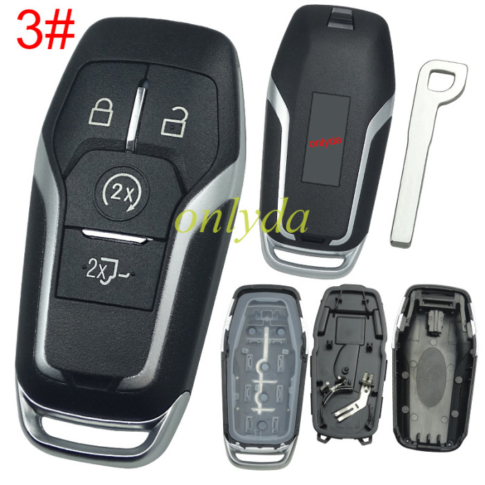 For Ford  Mustang  remote key shell with key blade with Mustang Badge， pls choose button