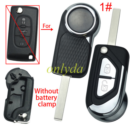 Super Stronger GTL shell high quality for Citroen modified 2 button remote key shell with battery clamp without badge, please choose the blade，blade VA2/HU83