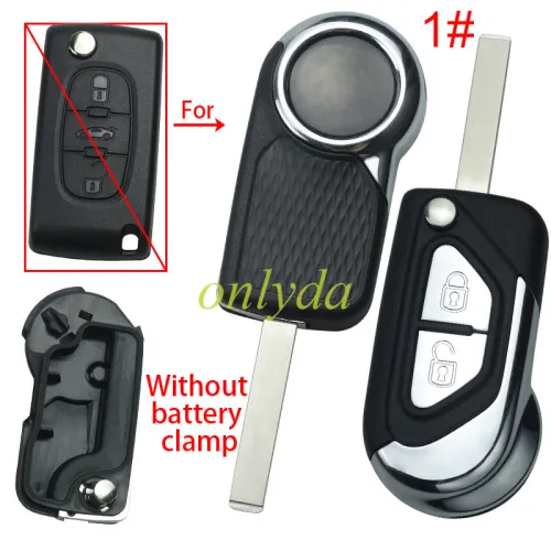 Super Stronger GTL shell high quality for Citroen modified 2 button remote key shell with battery clamp without badge, please choose the blade，blade VA2/HU83
