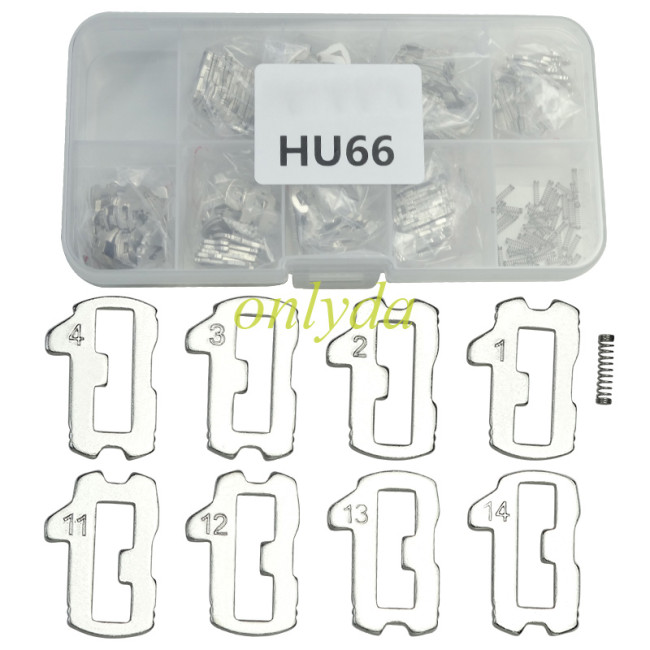 For VW lock wafer HU66, it contains 1,2,3,4,11,12,13,14 Each part has 20pcs
