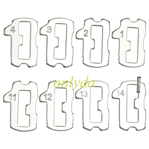 For VW lock wafer HU66, it contains 1,2,3,4,11,12,13,14 Each part has 20pcs