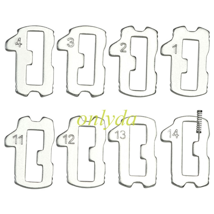 For VW lock wafer HU66, it contains 1,2,3,4,11,12,13,14 Each part has 20pcs