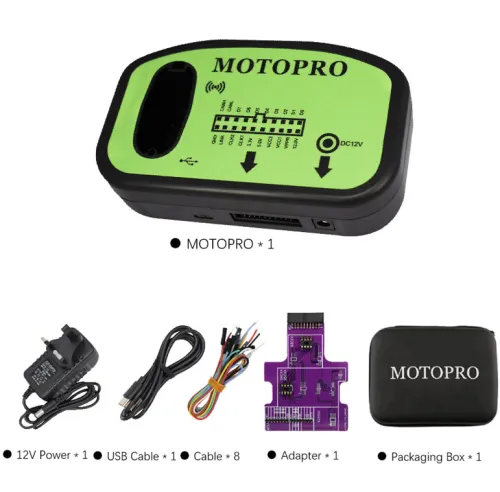 MOTOPRO is a professional motorcycle key programmer with various functions such as chip reading and writing, remote key programming, etc.