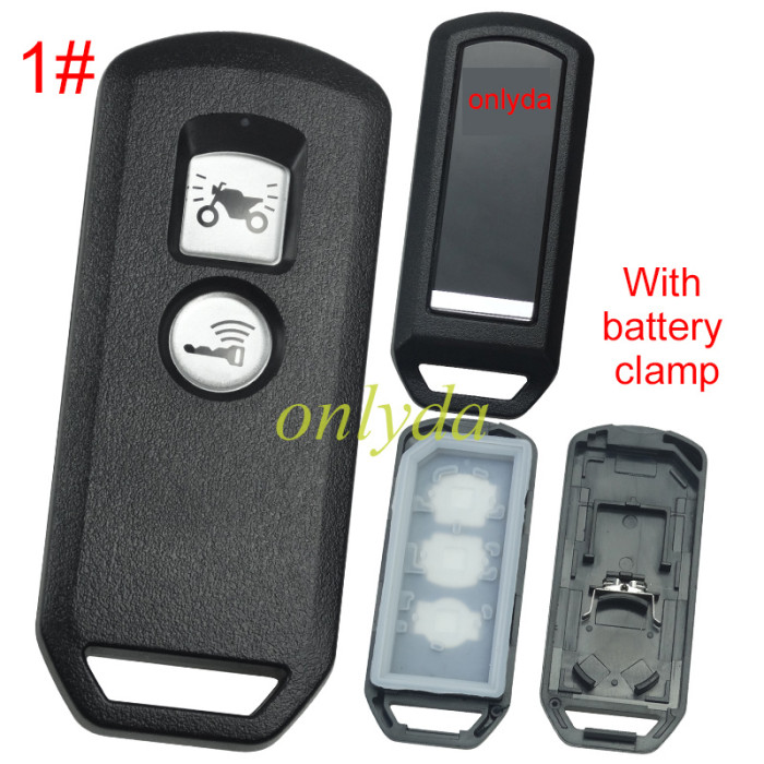 Honda-Motor bike 2/3 button key blank with battery clamp, with badge , pls choose button