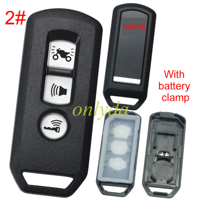 Honda-Motor bike 2/3 button key blank with battery clamp, with badge , pls choose button
