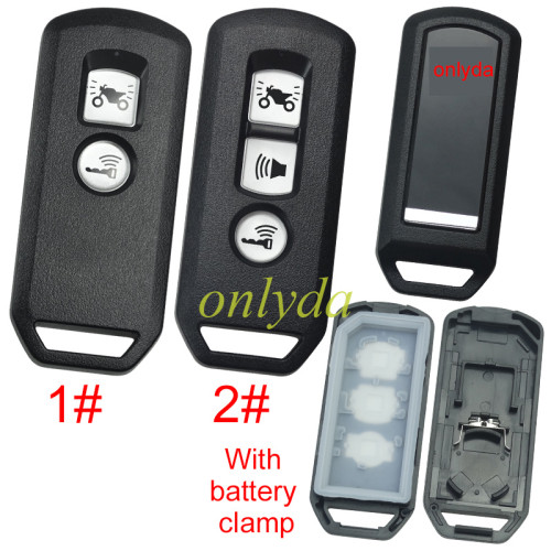 Honda-Motor bike 2/3 button key blank with battery clamp, with badge , pls choose button
