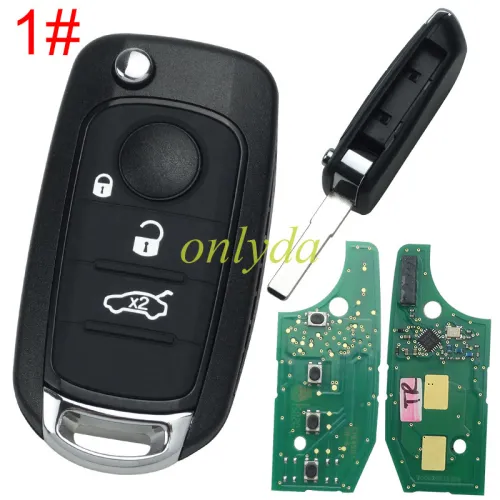For Fiat 4 button flip remote key with with electronic PCF7938 4A  chip 434mhz  with original PCB and after market keys shell