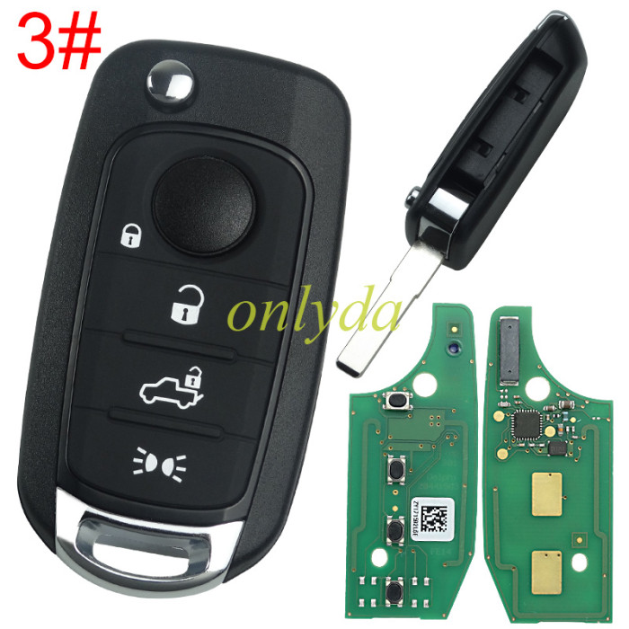 For 2016-2018 Fiat Egea 500X TIPO 4 button flip remote key 434mhz   with  MQB 48 chip Megamos AES 48 & SIP22   Model: I6FA   original PCB + after market keys shell