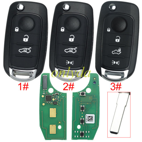 For 2016-2018 Fiat Egea 500X TIPO 4 button flip remote key 434mhz   with  MQB 48 chip Megamos AES 48 & SIP22   Model: I6FA   original PCB + after market keys shell