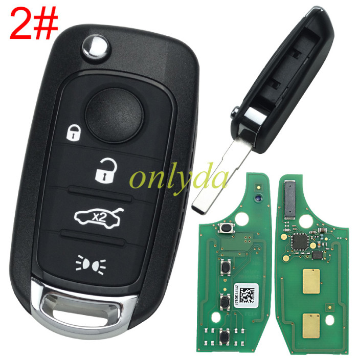 For 2016-2018 Fiat Egea 500X TIPO 4 button flip remote key 434mhz   with  MQB 48 chip Megamos AES 48 & SIP22   Model: I6FA   original PCB + after market keys shell