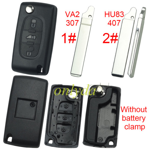 For Fiat 3 buton remote key blank without battery clamp with badge, pls choose blade