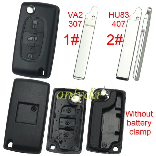 For Fiat 3 buton remote key blank without battery clamp with badge, pls choose blade