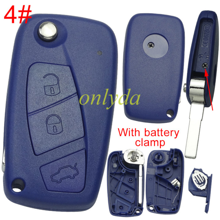 For Fiat  2/3 button remote key blank withbattery clamp with bagde , pls choose model .