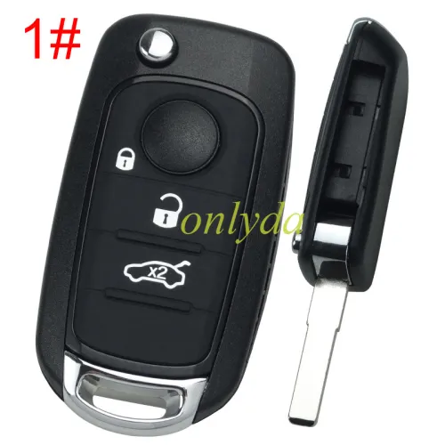 For Fiat 2/3 button flip remote key blank with SIP22 without badge，pls choose button