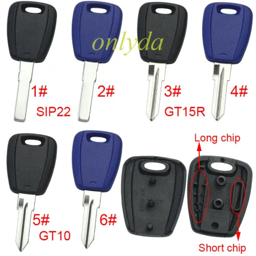 Super Stronger GTL shell  Fiat transponder key blank with SIP22/DT15R/GT10 blade, There are two chip slots （can put TPX long chip and short chip),  Pls choose model .