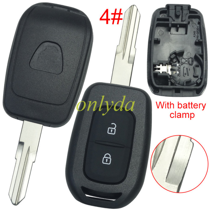 For Renault  Dacia 2 button remote key blank with logo with battery clamp , pls choose model.