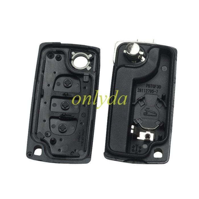 For Fiat 3 buton remote key blank with battery clamp with badge, pls choose blade