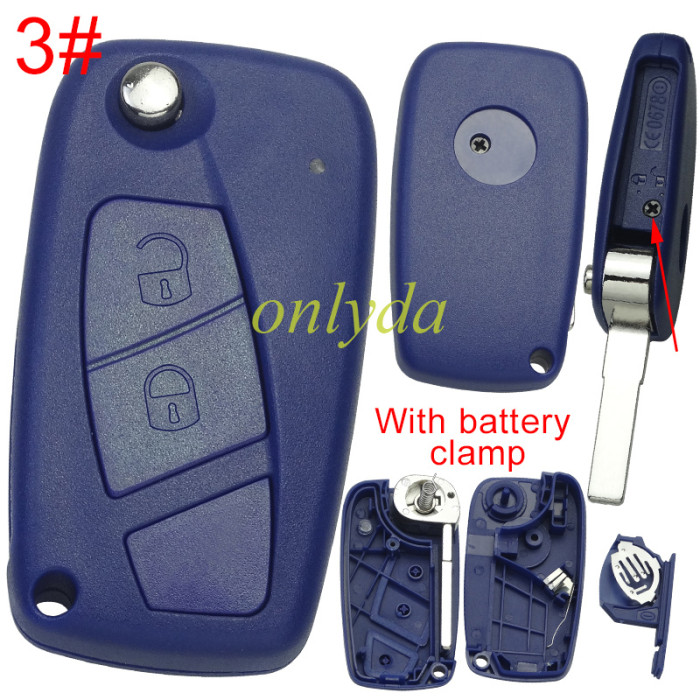For Fiat  2/3 button remote key blank withbattery clamp with bagde , pls choose model .