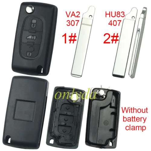Super Stronger GTL shell  Fiat 3 buton remote key blank without battery clamp with bagde, pls choose blade
