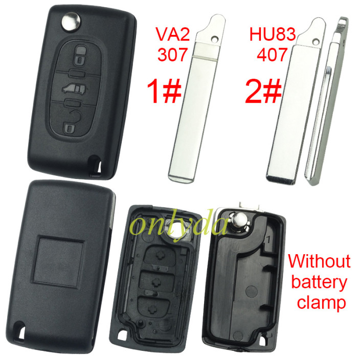 【Super Stronger GTL with bagde】shell  Fiat 3 buton remote key blank without battery clamp , pls choose blade