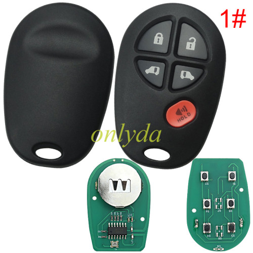 For Toyota 1#=5+1 button 2#=4+1button  remote key with 315mhz  ID:GQ43VT20T IC:1470A-1T MEX:RLVTR5002-562 P/N: 89742-AA040 Tundra SEQUOIA 2005-2008 Avalon 2004-2008 Solara