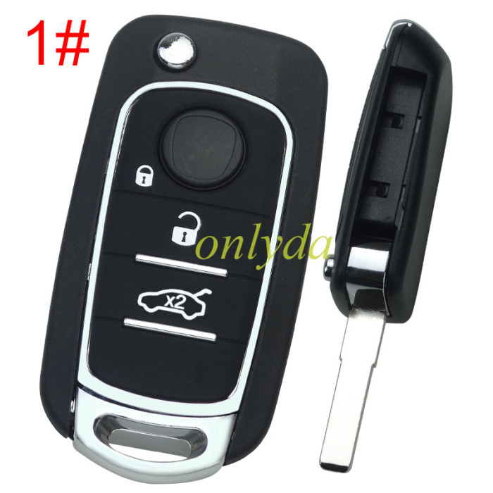 For Fiat 500X 2/3 button  flip Remote Key blank  with SIP22 blade with badge, pls choose button
