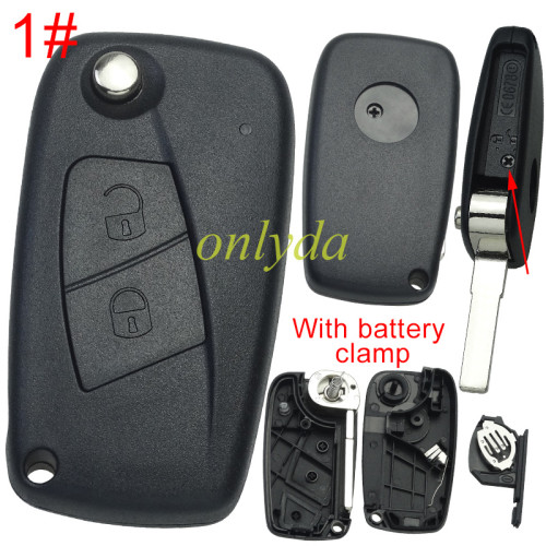 For Fiat  2/3 button remote key blank withbattery clamp with bagde , pls choose model .