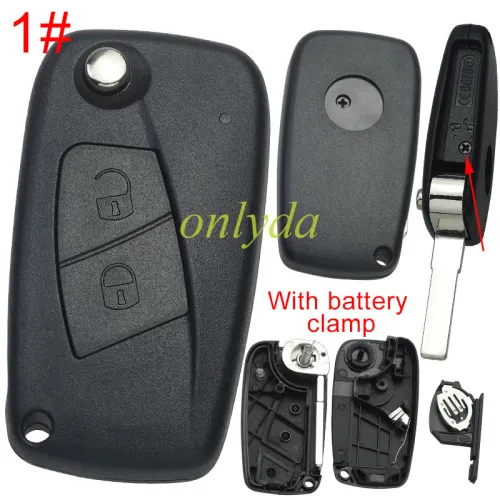 For Fiat  2/3 button remote key blank withbattery clamp with bagde , pls choose model .