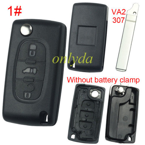 Super Stronger GTL shell  Fiat 3 buton remote key blank without battery clamp with bagde, pls choose blade