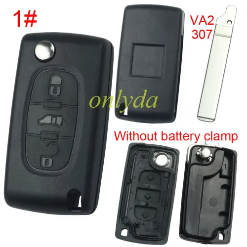 Super Stronger GTL shell  Fiat 3 buton remote key blank without battery clamp with bagde, pls choose blade