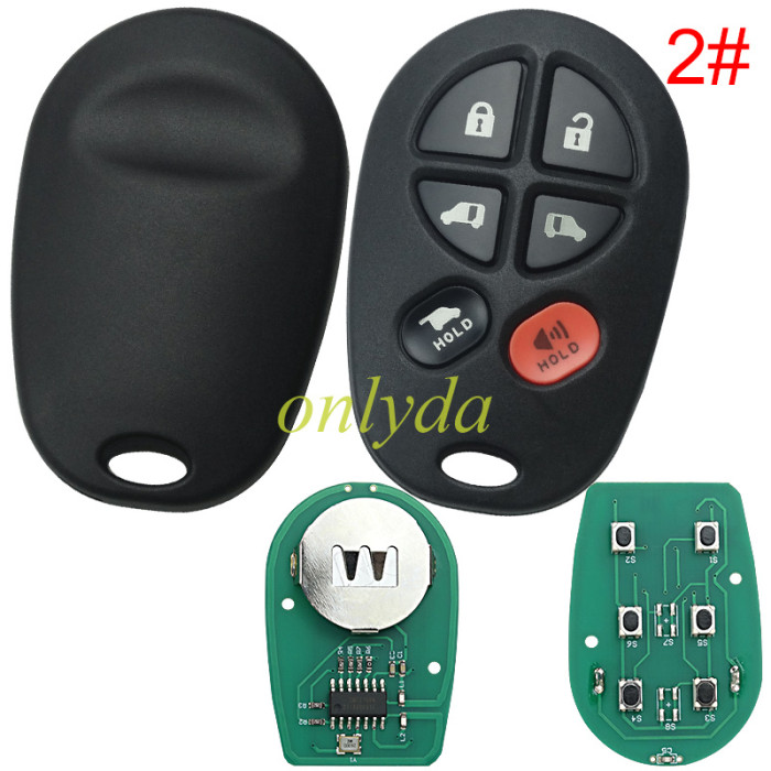 For Toyota   remote key with 315mhz  ID:GQ43VT20T IC:1470A-1T MEX:RLVTR5002-562 P/N: 89742-AA040 Tundra SEQUOIA 2005-2008 Avalon 2004-2008 Solara
