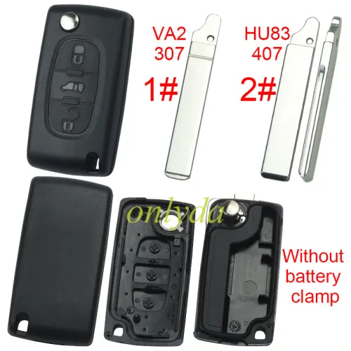 For Fiat 3 buton remote key blank without battery clamp without badge, pls choose blade