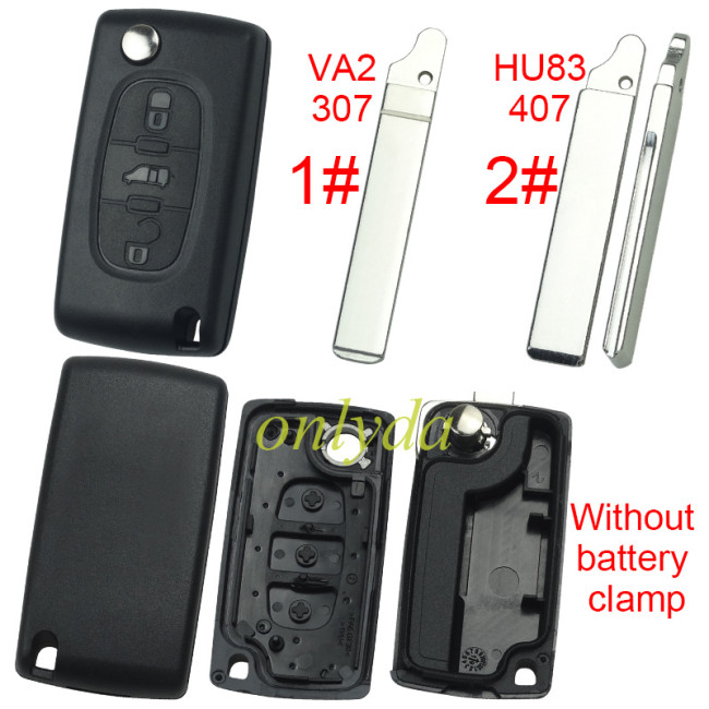 For Fiat 3 buton remote key blank without battery clamp without badge, pls choose blade