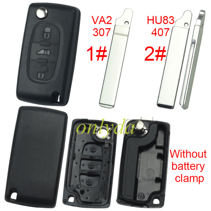 For Fiat 3 buton remote key blank without battery clamp without badge, pls choose blade