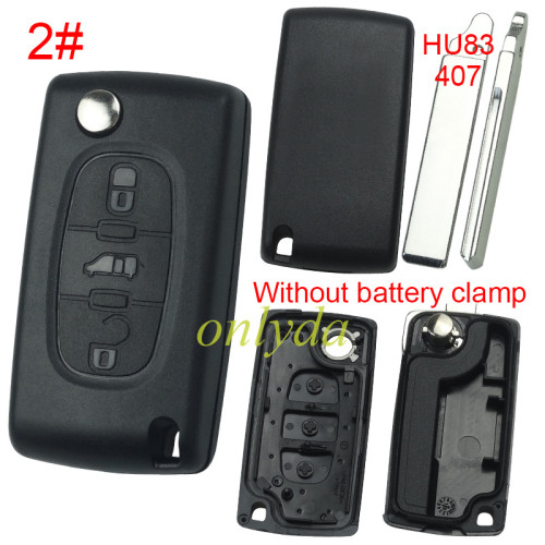For Fiat 3 buton remote key blank without battery clamp without badge, pls choose blade