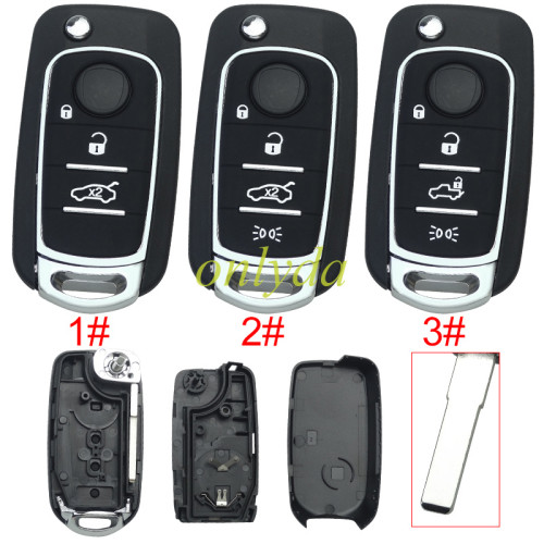 For Fiat 500X 2/3 button  flip Remote Key blank  with SIP22 blade with badge, pls choose button