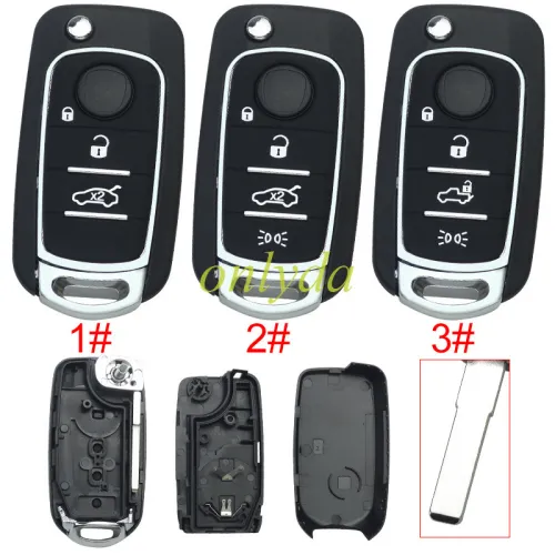 For Fiat 500X 2/3 button  flip Remote Key blank  with SIP22 blade with badge, pls choose button