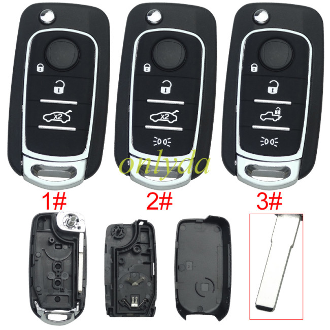 For Fiat 500X 2/3 button  flip Remote Key blank  with SIP22 blade with badge, pls choose button