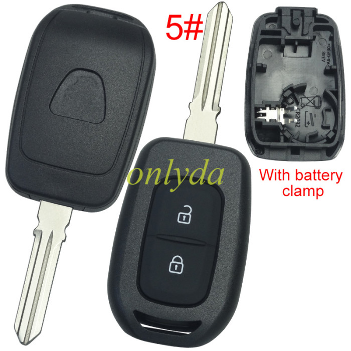 For Renault  Dacia 2 button remote key blank with logo with battery clamp , pls choose model.
