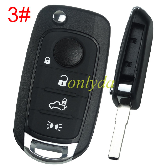 For Fiat 2/3 button flip remote key blank with SIP22 without badge，pls choose button