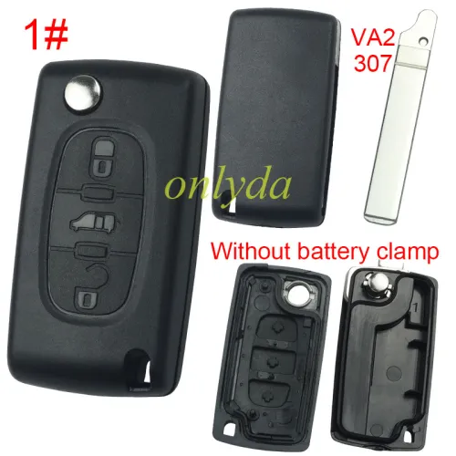 Super Stronger GTL shell  Fiat 3 buton remote key blank without battery clamp without bagde, pls choose blade